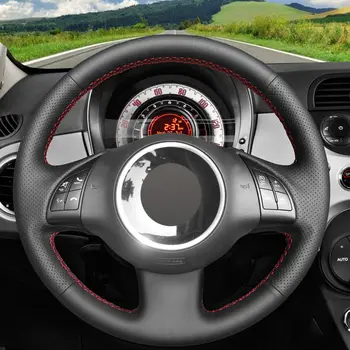 適用於菲亞特500(2007-2015)、500e(2014-2018)、500C(2014-2017)的DIY客製化汽車方向盤套,真皮方向盤套 10 最佳銷售 菲亞特500真皮方向盤套 - №4