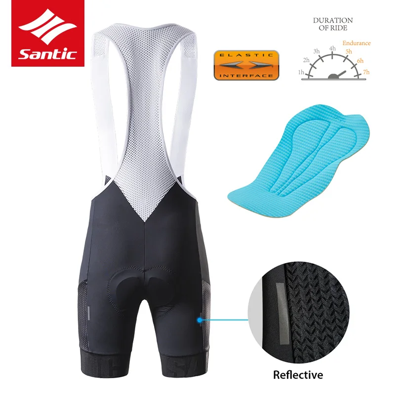 Santic PRO TEAM Profession Race Men Bib Shorts Breathable MTB Mountain Bike Tights Pant Gel Padded Bicycle Sport Bib Shorts