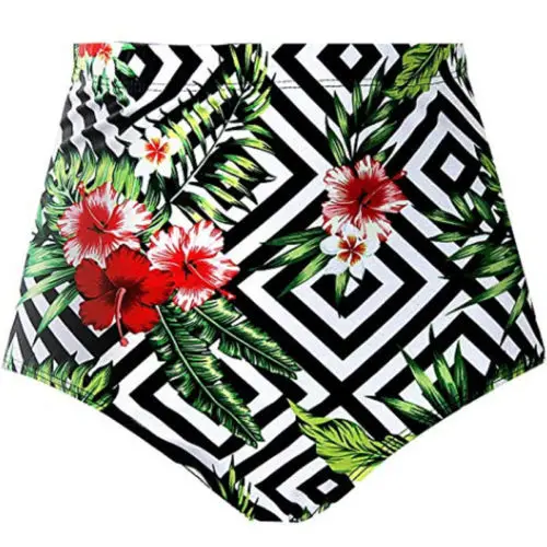 Womens Sexy Vintage High Waist Bikini Bottoms Swimwear Shorts Briefs Ladies Beachwear Bathing Beach Shorts Stretch Pants