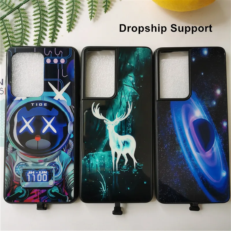 

LED Flash Light Luminous Case For Samsung Galaxy S21 Ultra A51 A71 S20 FE Note20 Ultra S10 Note 10 Plus A52 Tempered Glass Cover
