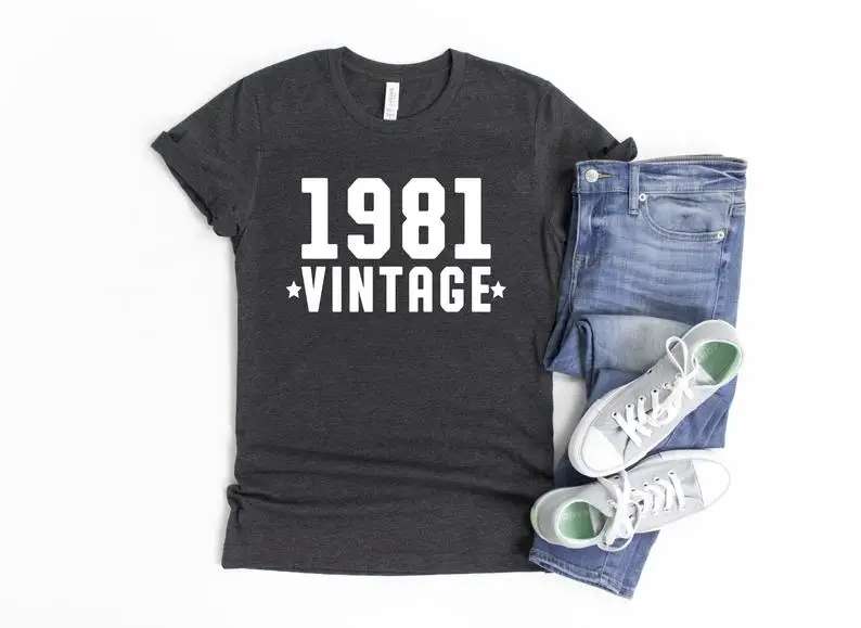 

1981 Vintage Gift Birthday Retro Shirt Female Clothing 100% Cotton Funny Letter Women T-shirt Short Sleeve Top Tees harajuku y2k