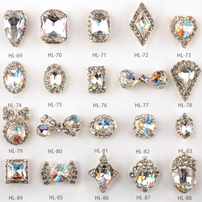 5PCS/BAG Super Shiny Crystal Rhinestones Nails K9 Glass Stones 3D Nail Charms Gems Glitter Faux Ongle Nail Art Decoration 9/10mm