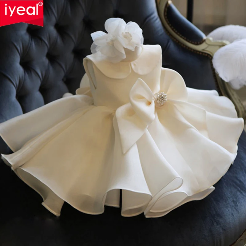 Iyeal elegante crianças vestidos do bebê meninas vestido de batismo para eid princesa crianças menina vestidos de festa de aniversário de casamento para 1-10 anos