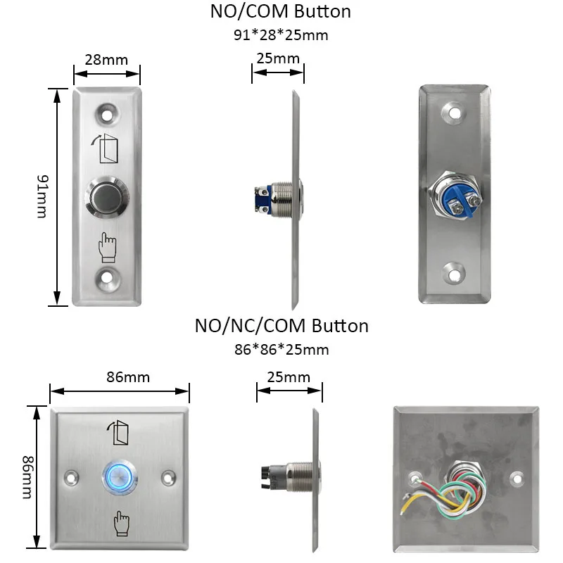 Stainless Steel No Touch Wall Exit Switch Touchless Door Release Exit button Contactless Infrared 12V Access control Push Switch