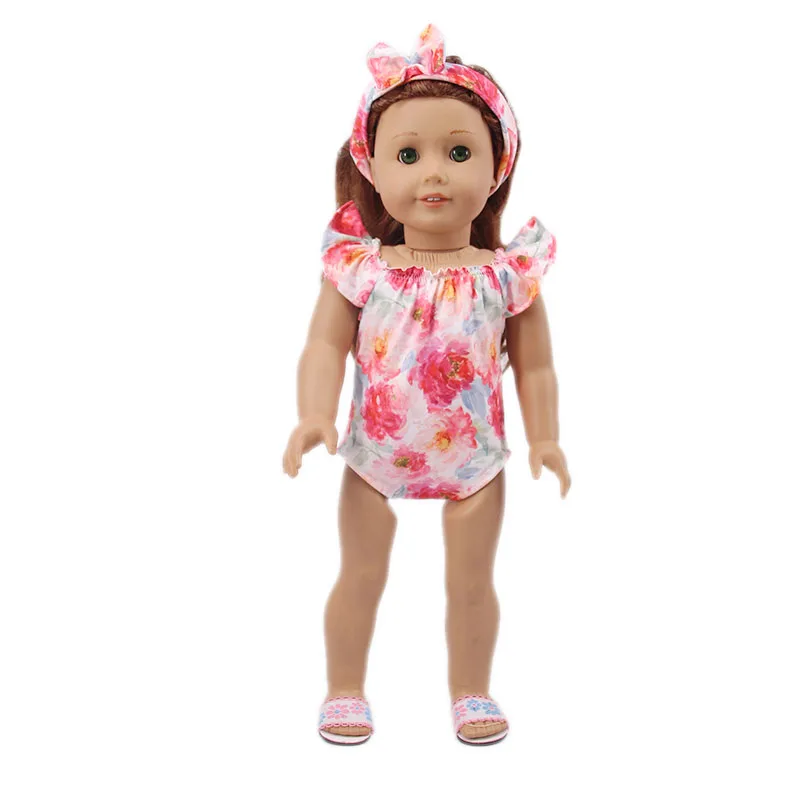 For 18 Inch American&43Cm Baby New Born Doll Clothes，Our Generation , Gifts， Strapless Jumpsuit 2 Piece, Jumpsuit + Hair Band