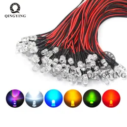 20-50-100pcs 3mm/5mm Red/Green/Blue/RGB 3V 5V 12V DC Round Pre-Wired Water Clear LED