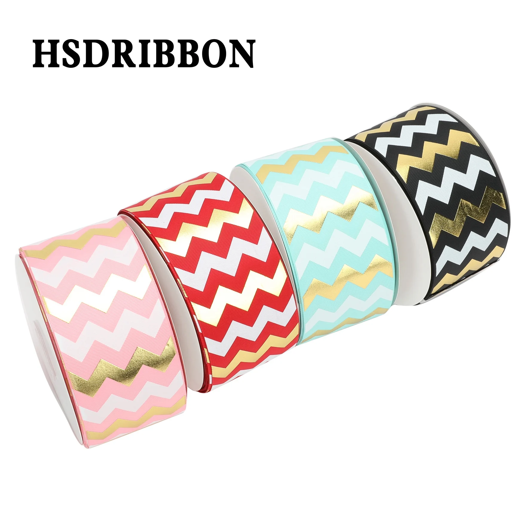 

HSDRibbon 75mm 3inch hsd-design custom wavy grain hologram Pattern on Grosgrain Ribbon