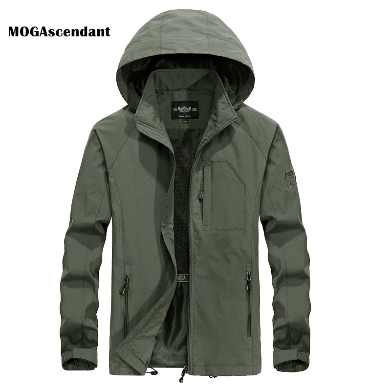 

Men's Outdoor Thin Jacket Casual Overcoat Army Tactics Windbreaker Jacket Male Waterproof Breathable Hooded Outwear Coats M-5XL