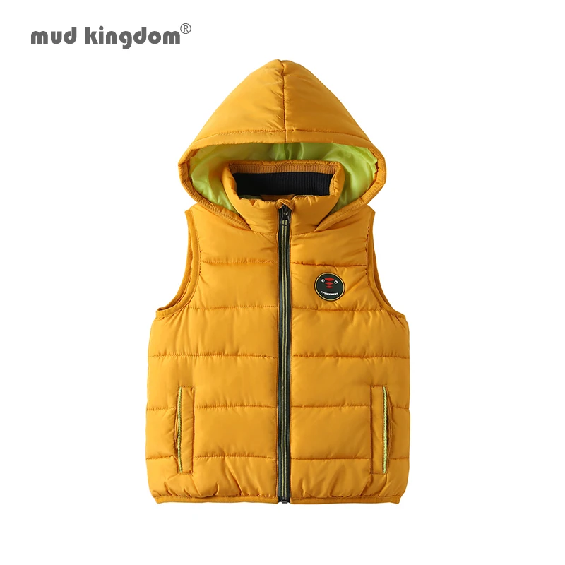 

Mudkingdom Full Zip Big Boys Vest Jacket with Hood Finosaur Fun Warm Midweight Outerwear for Kids Clothes Solid Coats Winter