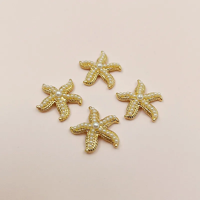 10 Pcs/lot Batch Alloy Gold  Starfish Pendant Button Decoration Jewelry Earrings Collar DIY Jewelry Accessories Handmade