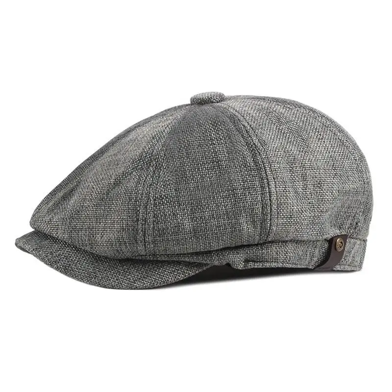 2024 Polyester four seasons mesh Newsboy Caps Flat Peaked Cap Men and Women Painter Beret Hats