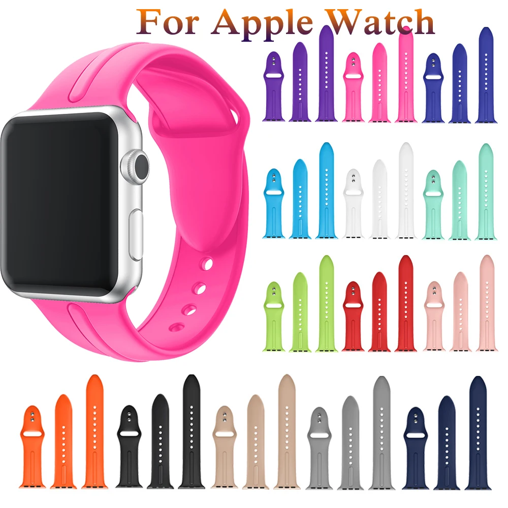 

Ремешок силиконовый для Apple Watch series 4 3 2 1, спортивный браслет для смарт-часов, 40 мм 44 мм 38 мм 42 мм