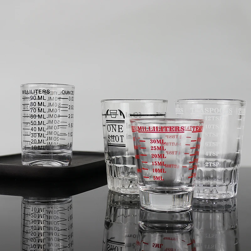 30ML/60ML/90ML Glass Measuring Cup Scale Supplies Espresso Shot Glass Liquid Glass Ounce Cup Kitchen Measure Coffee Tool Barista view 3