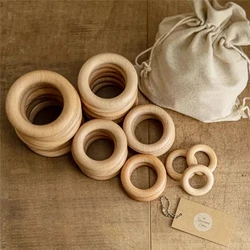 Let‘s Make 50pcs Wooden Rings DIY Customize Logo 98/70/55/40mm Smooth Surface Natural Maple Wood Rodent Baby Teething Bpa Free