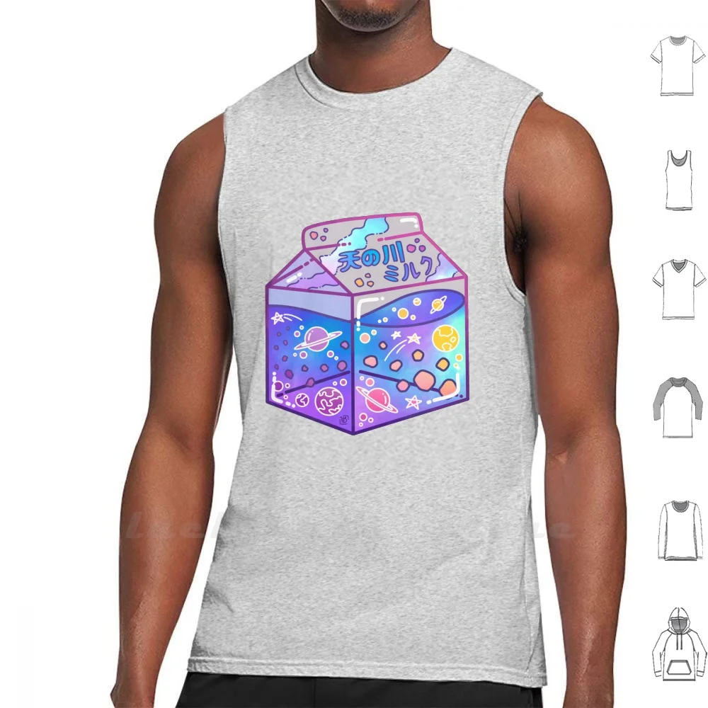 Milky Way Milk Carton Vest Tank Top Cotton Sleeveless Space Galaxy Galaxy Aesthetic Kawaii Japanese Aesthetic Stars Planets