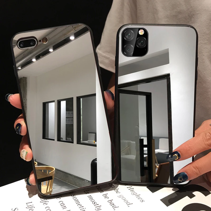 Black Edge Mirror Phone Case For iPhone 17 16 15 14 13 12 11 Pro