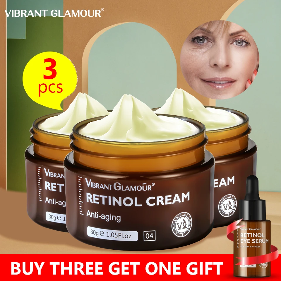 VIBRANT GLAMOUR Retinol Face Cream Buy3 Get 1 Anti Wrinkle Firming Lifting Improve Fine Lines Whitening Moisturizing Brightening