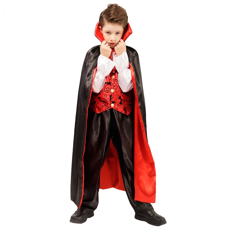 Scary Vampire Dracula Boys Fantasia Halloween Cosplay Carnival Party Kids Child Earle Dracula Gothic Vampire Costume