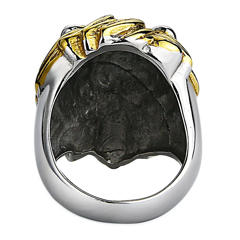 Stainless Steel Silver&Gold Color Lion Head Ring for Men Punk Rock Jewelry 316L Steel Men\'s Ring Party Accessories Anillo Bijoux
