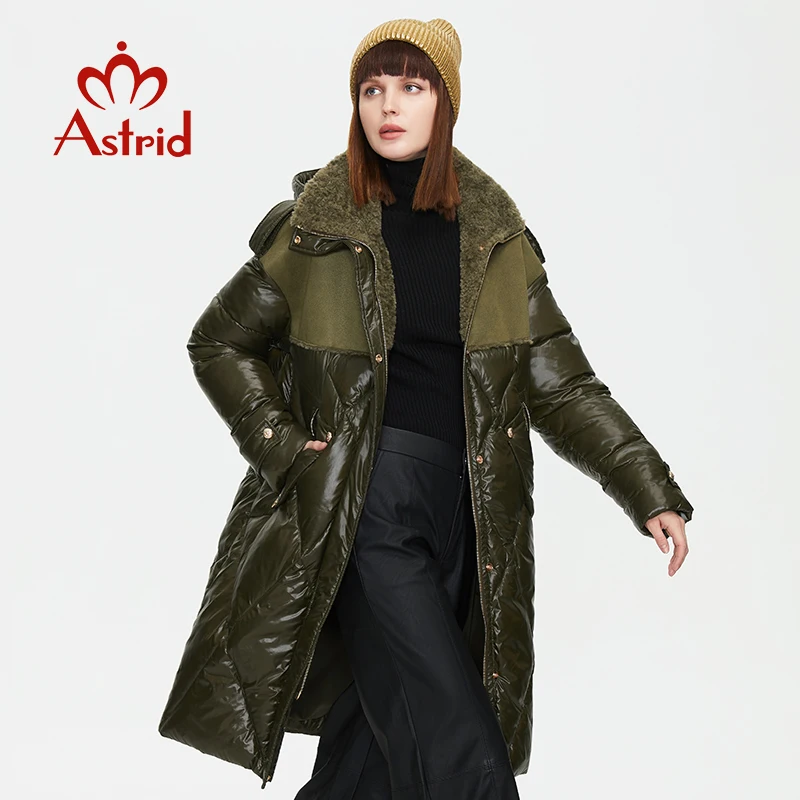 Astrid 2022 New Winter Women\'s coat women parka warm padded thick fashion Long Jacket with hood leather stitching female clothin