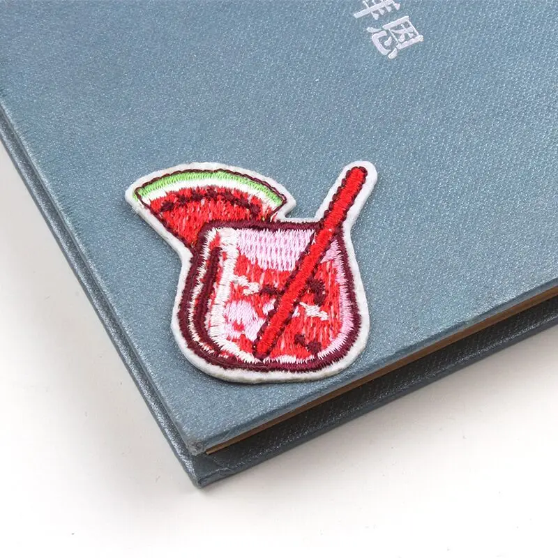 10pcs Cartoon Watermelon Patches Embroidered Cute Drinks Stickers DIY Garments Shirts Pants Backpack Badge Sewing Appliques