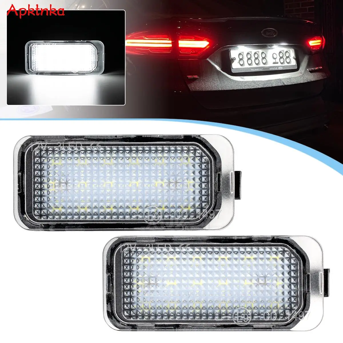 2x LED Number Plate License Plate Light Xenon White Signal Lamp 12V For Ford FOCUS MK2 MK3 FIESTA MK6 MONDEO MK IV KUGA C S-MAX