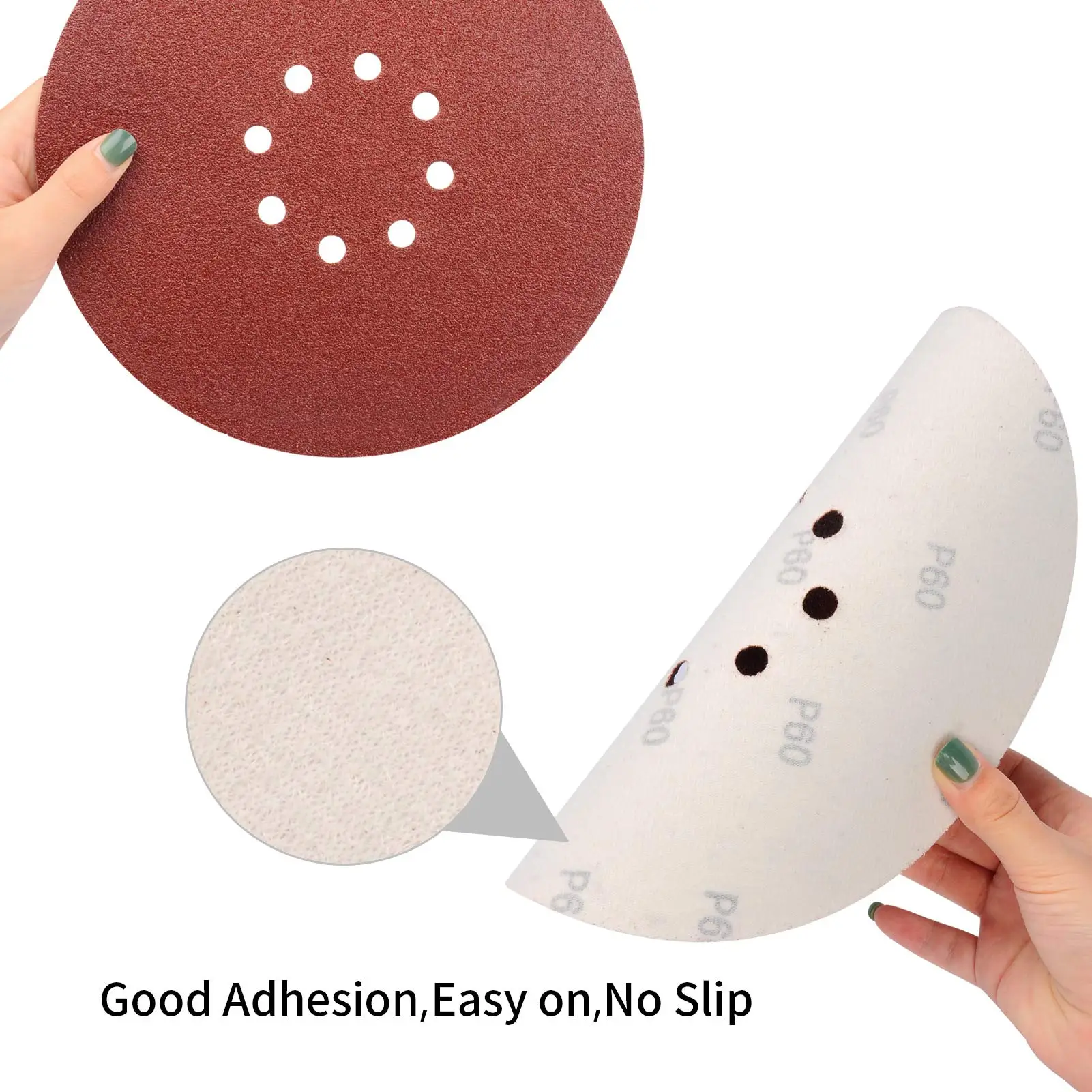 5 PCS 9 Inch 8 Hole Hook Loop Sandpaper 60-2000 Grits 225mm Abrasive Sanding Disc for Drywall Sander Wood Furniture Finishing