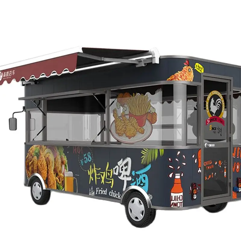 سيارة طعام كهربائية مقطورة المحمول المطبخ هوت دوج ماكينة صناعة وبيع الآيس كريم كشك عربة القهوة البطاطس المقلية آلة مع الفريزر