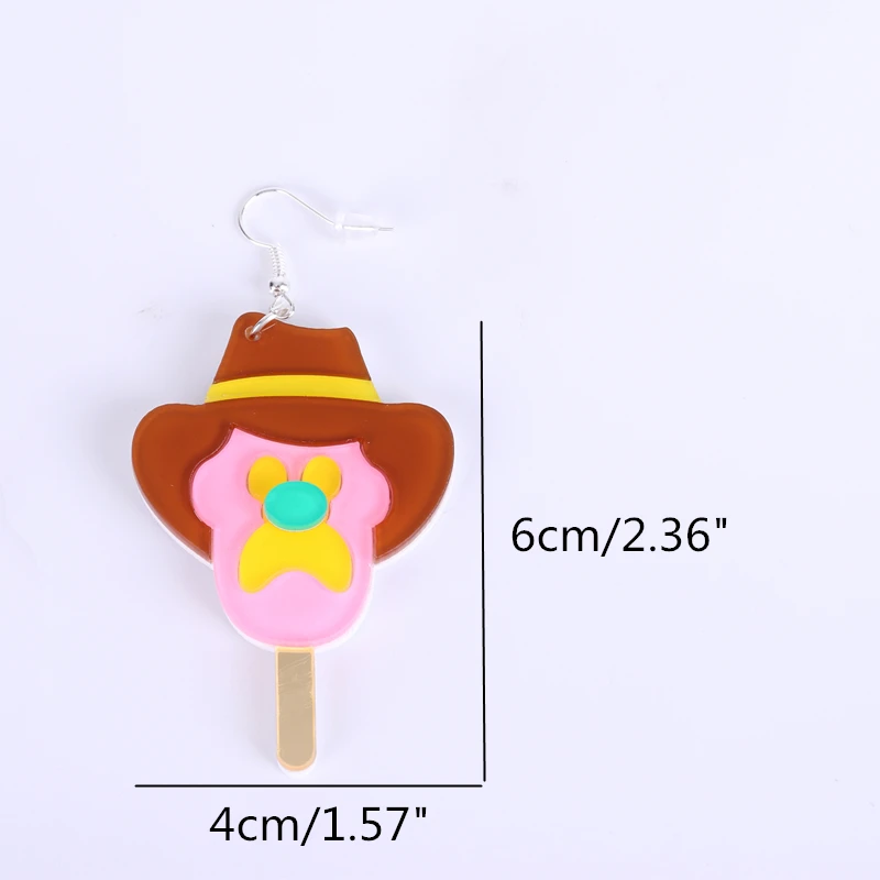 KUGUYS Cute Old Cowboy Ice Cream Drop Earrings for Women Acrylic Fashion Jewelry Novelty Accessories