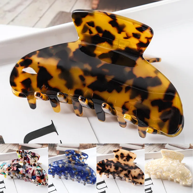 

Fashion New Oversized Big Acetate Acrylic Hair Claw Clip Ins Crab Large Size Tortoise Shell Clamps for Women Hair Accessories