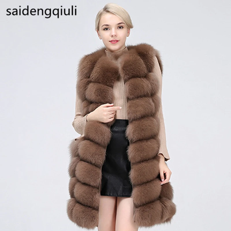 Natural Real Fox Fur Vest Natural Fur Coat For Jacket Female Coats Vest Waistcoat Long Fur Coats Real Fur Coat Fox Vest Jacket