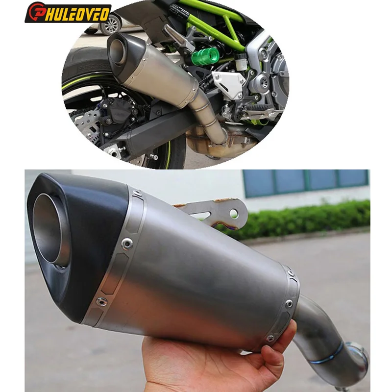 

Titanium Alloy Z900 12-21 Motorcycle Exhaust Muffler Link Pipe Exhaust Pipe Escape Carbon Tip for Z900 Muffler Baffl Escape Moto