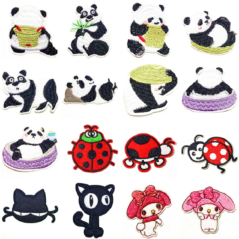 black Cat ladybird panda Animal Embroidered Patches costume patch DIY Clothing Iron on sticker Embroidered Patches For Clothing