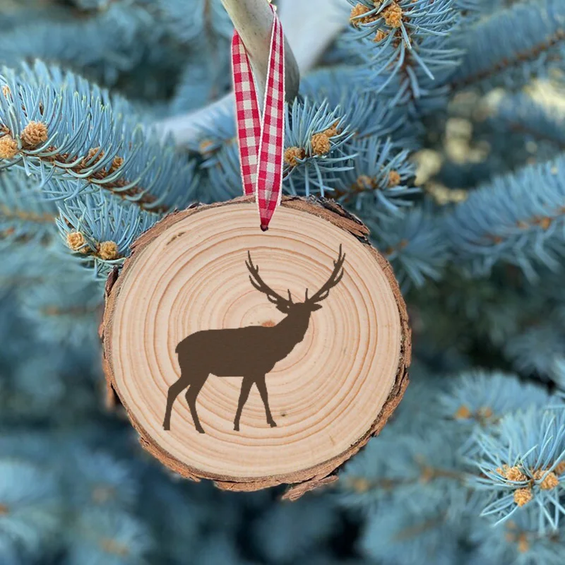 Personalized Wood Buck Deer Christmas Ornament Wood Slice Ornament Home Decore Christmas Ornament Christmas Decor