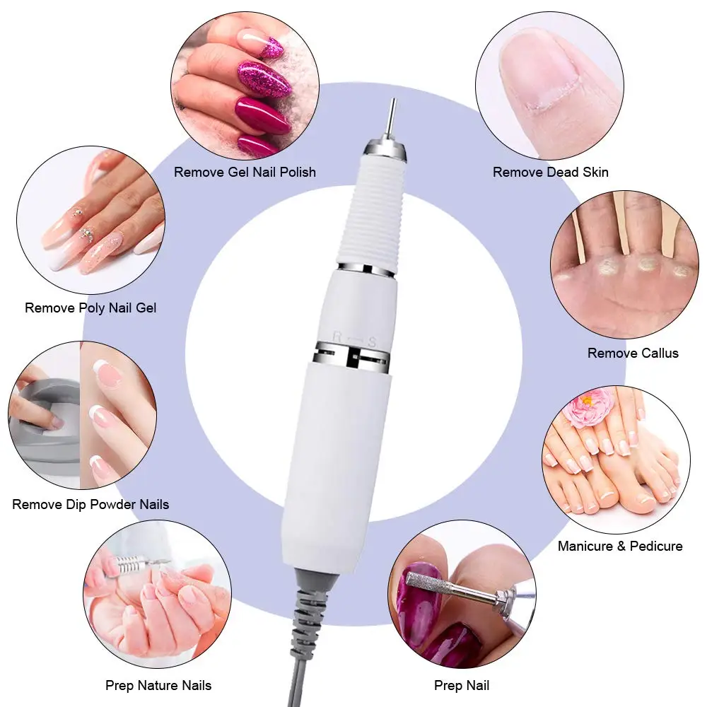 Makartt 30000 RPM Electric Nail Drill Handpiece Hand Shank for Up200 Drill Machine with 3 Circular Holes Nail Art Tools E0529