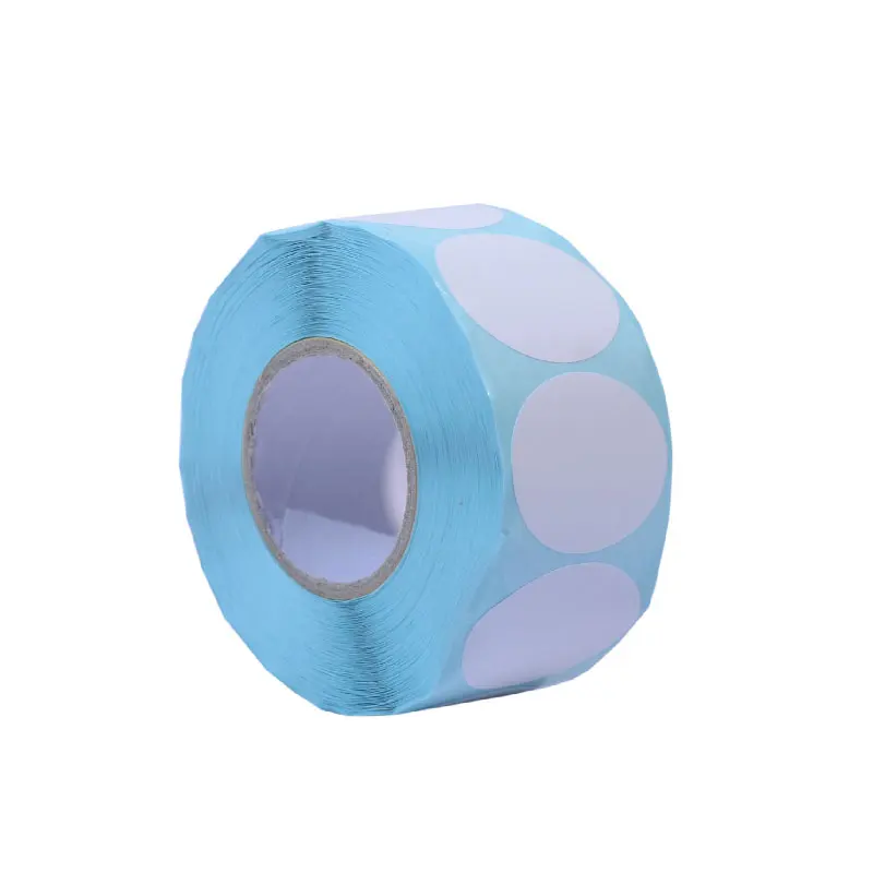Etiqueta de papel térmico blanco de 10mm, 15, 25, 30, 40, 50, 60, 70, 80, 90, 100mm de diámetro, tamaño de código de barras SKU, pegatina para