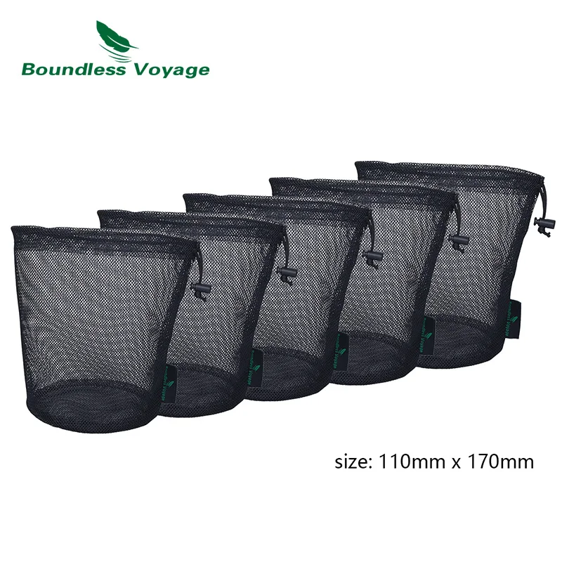 Boundless Voyage Mesh Bag  Storage Pouch  Nylon Drawstring Dirty Bags for Toys Tableware Tea Maker Cups Bottle