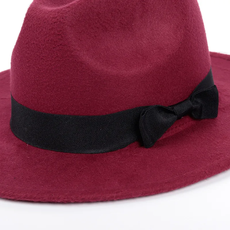 Wide brim gentleman elegant ladies winter autumn jazz hat simple woman man wool vintage gangster Trilby felt hat fedora hat