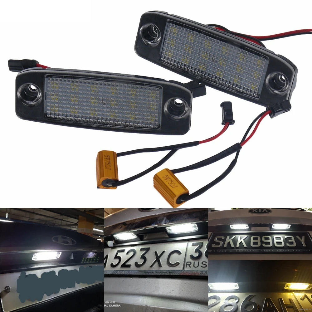 2Pcs 12V 18LED Number Plate Lights Lamp Bulb For Hyundai Sonata YF 10MY 2010 GF 10 Kia Sportage 2011-2013 Canbus