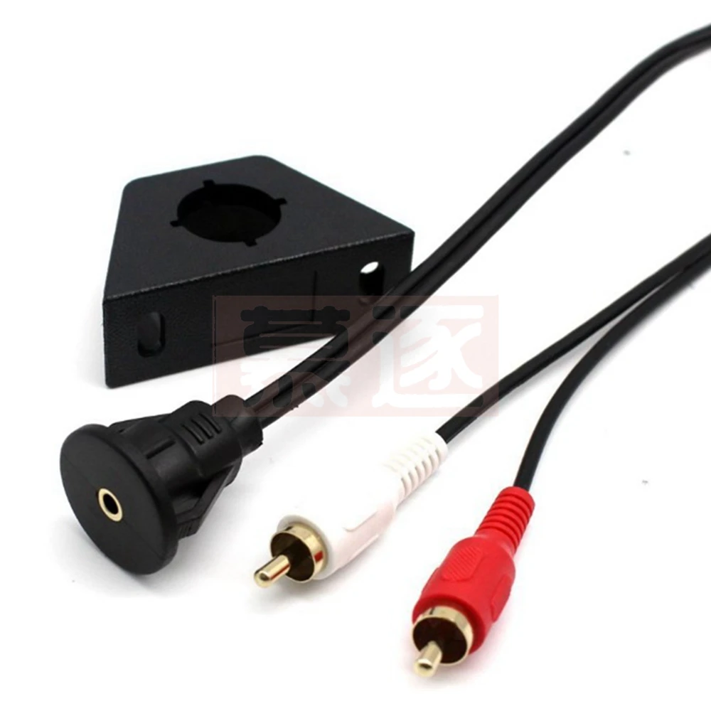 Panel de instrumentos de soporte para automóvil de 3,5mm a RCA doble con cable de audio para motocicleta impermeable de 1m y 2m