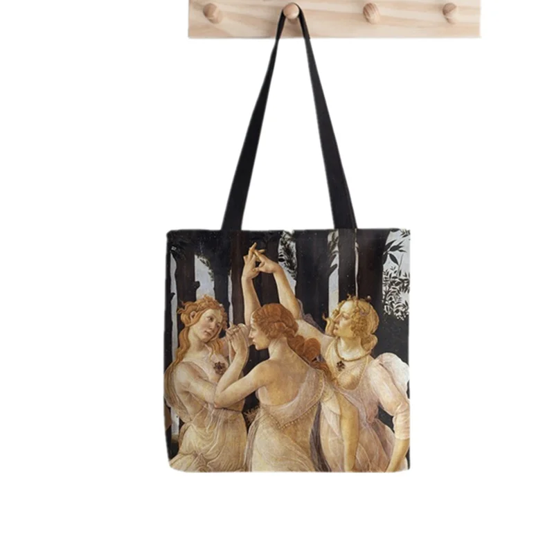 Shopper La Primavera Three Graces Printed Tote Bag women Harajuku shopper handbag girl Shoulder shopping bag Lady Canvas Bag