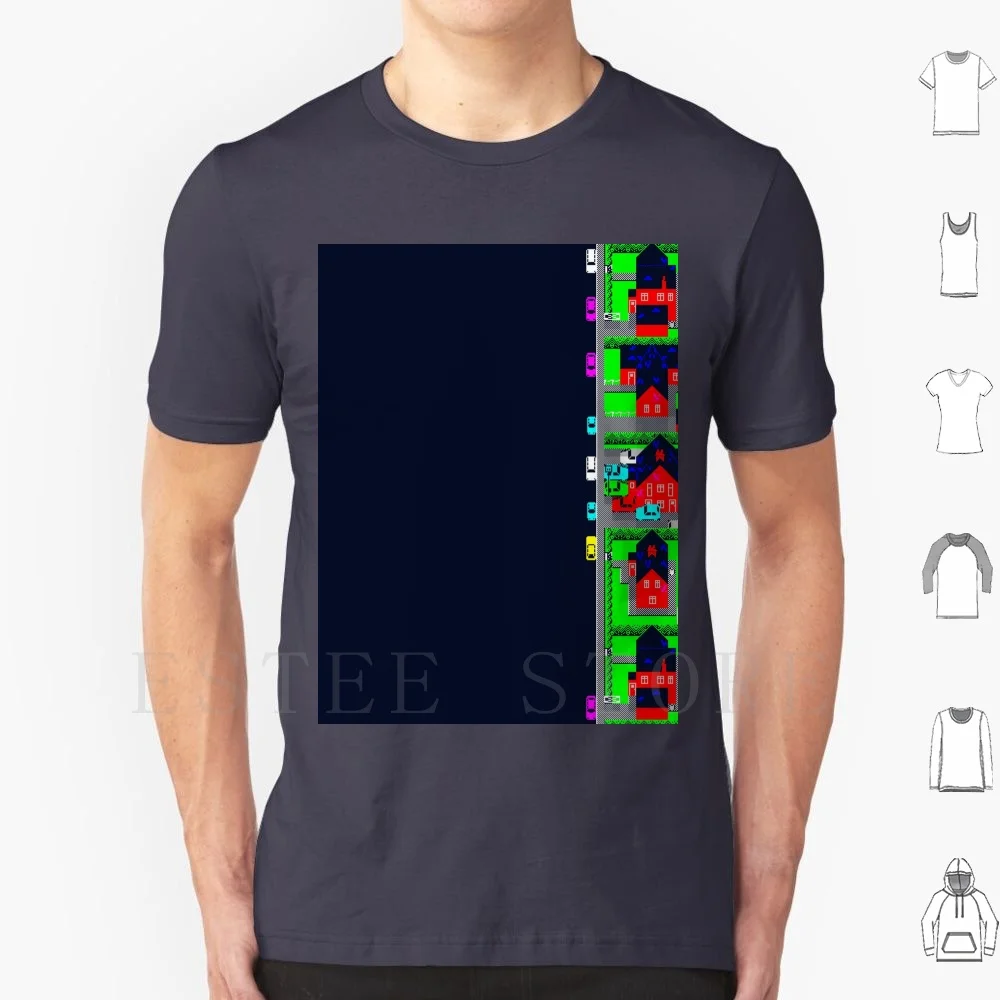 Camiseta Trashman-Map Detail DIY, talla grande, 100% algodón, Spectrum Zx Spectrum, mapa de Trashman, detalle Pixel Art, Pixel 8 Bits Game