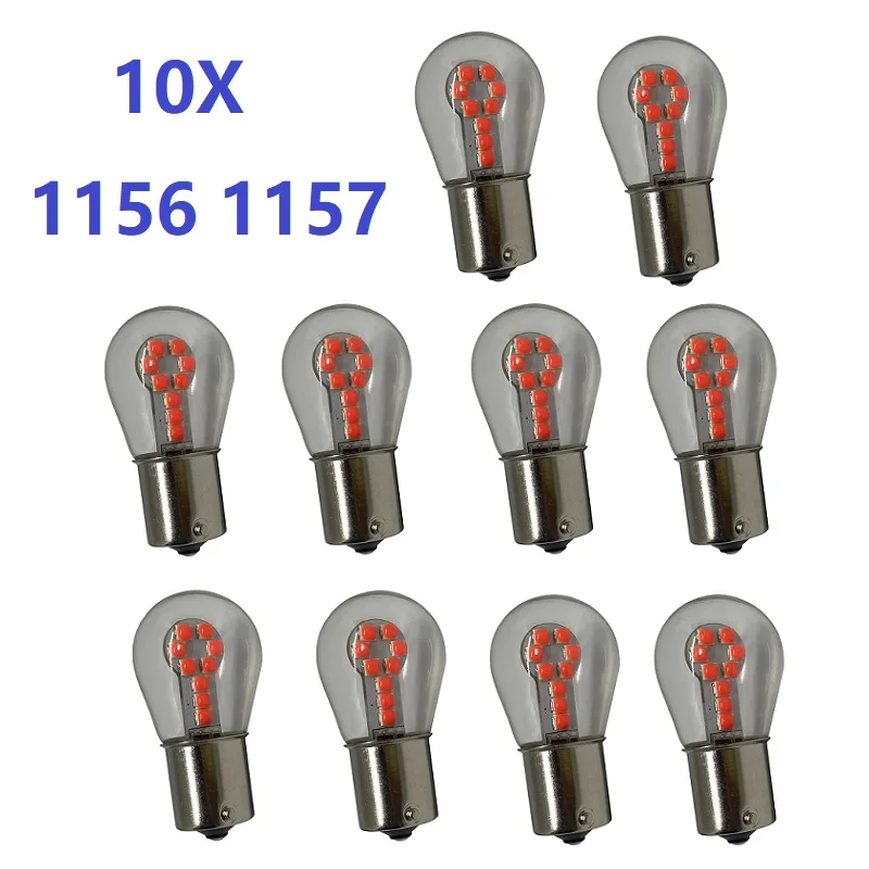 10 ampoules LED 1156 BA15S P21W, Led 1157 BAY15D P21/5W, Ampoule R5W R10W 18SMD 800LM, feux antibrouillard de voiture DRL, clignotant 12V blanc