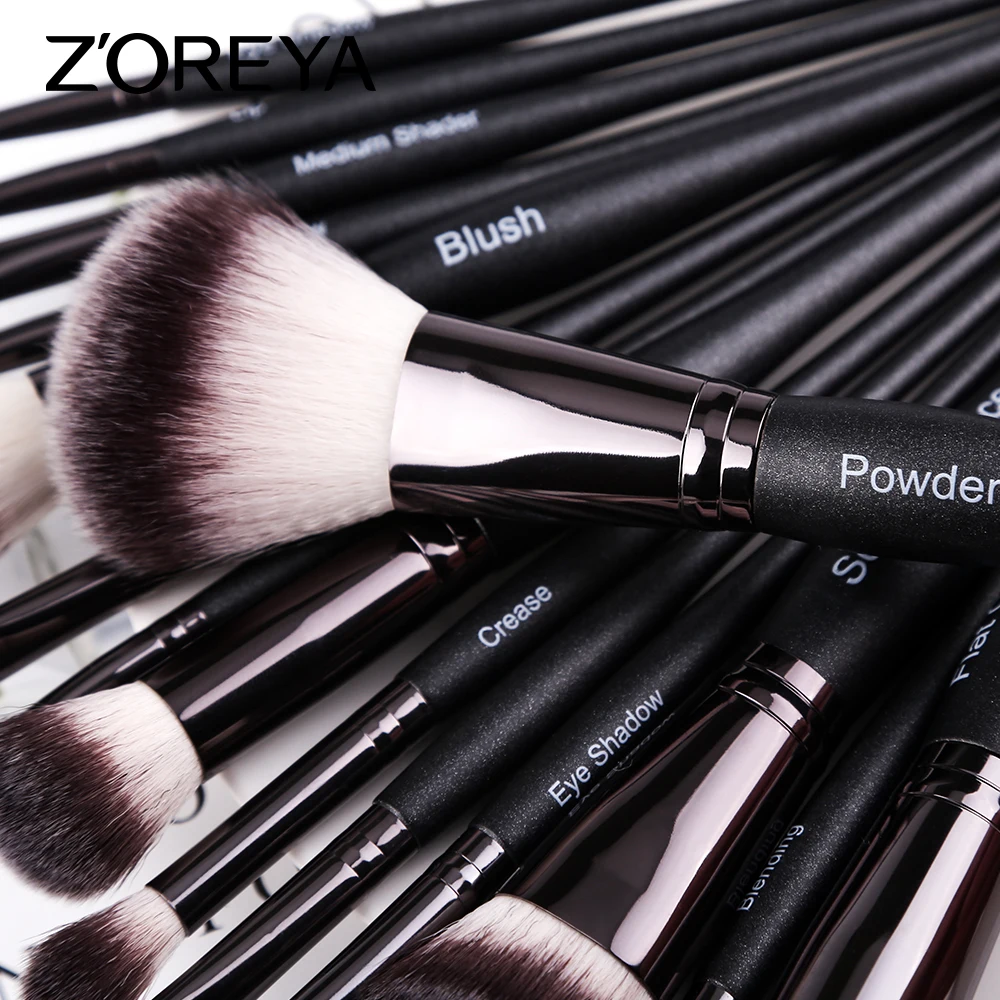 ZOREYA Black Makeup Brushes Set Eyebrow Eyelash Powder Synthetic Foundation Brushes Make Up Brushes Cosmetics Beauty maquillaje