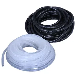 Spiral wrapping band SWB-10 diameter 10mm About 10M Length Black White Cable casing Cable Sleeve Winding pipe Spiral Wrapping