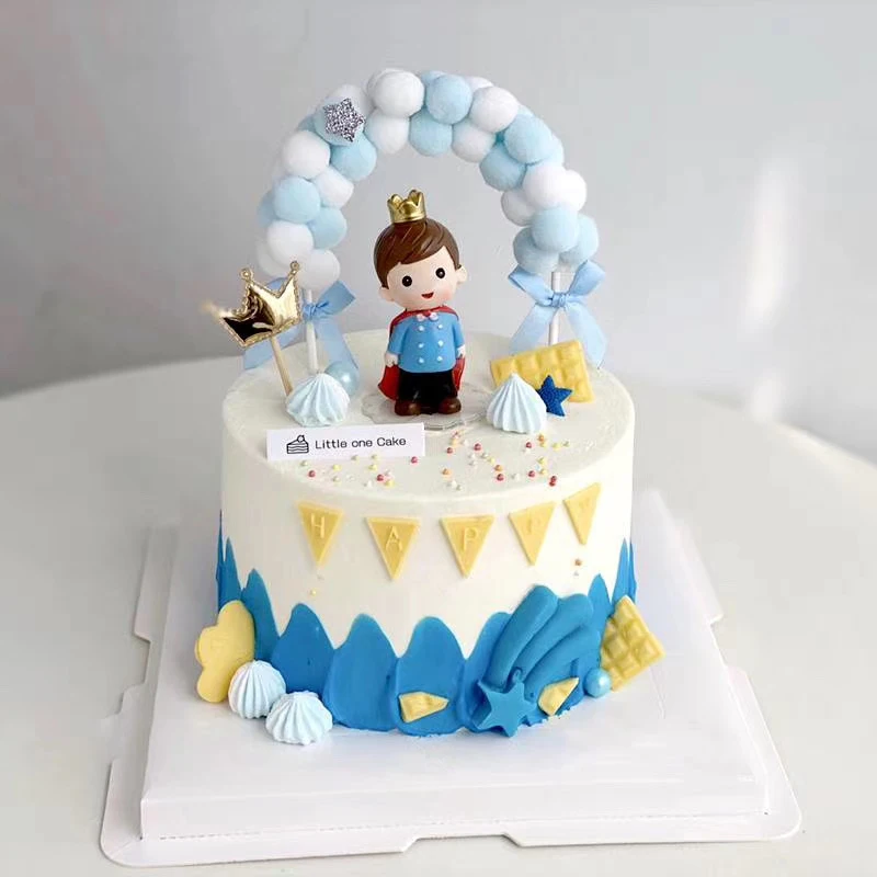 1st 2st 3st 4st 5st Crown Prince rainbow balloon Star Baby Boy\'s Happy Birthday Cake Topper Kid Party Supplies blue Love Gifts