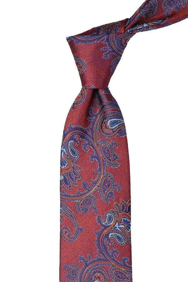Orange Paisley Pattern Mendilli Classic Tie KK10629