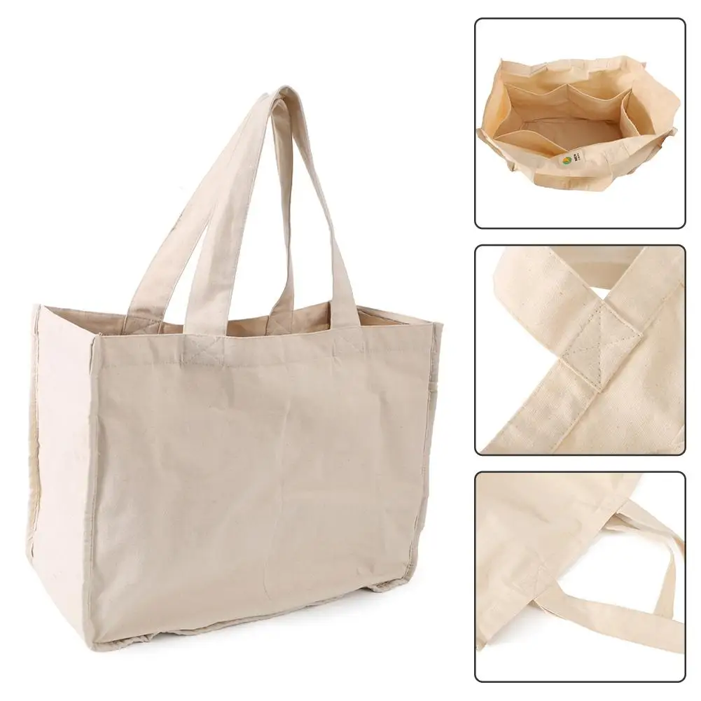 100% Cotton Supermarket Shopping Bag Reusable Grocery Shopping Bags Large Heavy Duty Canvas Grocery Tote Bags