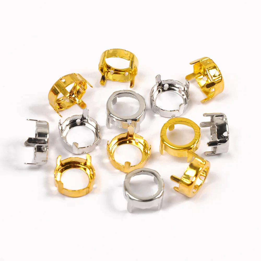 Leere Fassungen für alle Formen, Krallenfassung, verdicktes Kupfer, zum Aufnähen von Strasssteinen, Basis-Set, Silber, Gold, Nähzubehör, DIY-Steinhalter – Detail 2