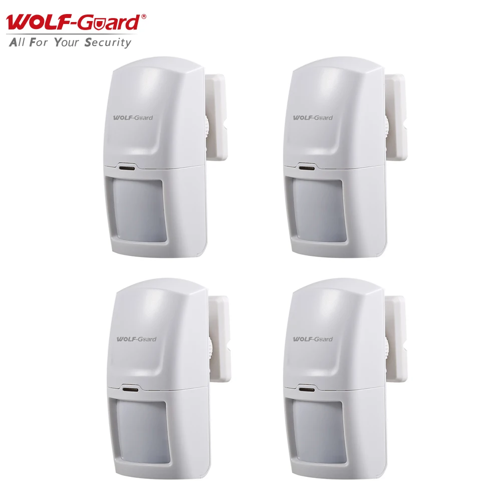 

4Pcs Wolf-Guard Wireless PIR Motion Sensor Detector Useful Accessories for Home Security Alarm System 3G/GSM Host Panel 433MHz